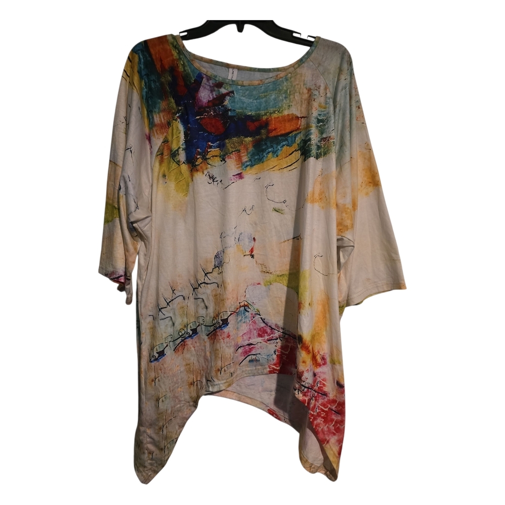 Chicyea Abstract Multicolor Asymmetrical Top